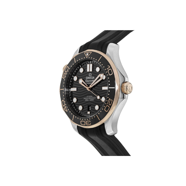 Omega Seamaster Diver 300M Sedna Gold Steel Rubber Strap Men's Watch 210.22.42.20.01.002