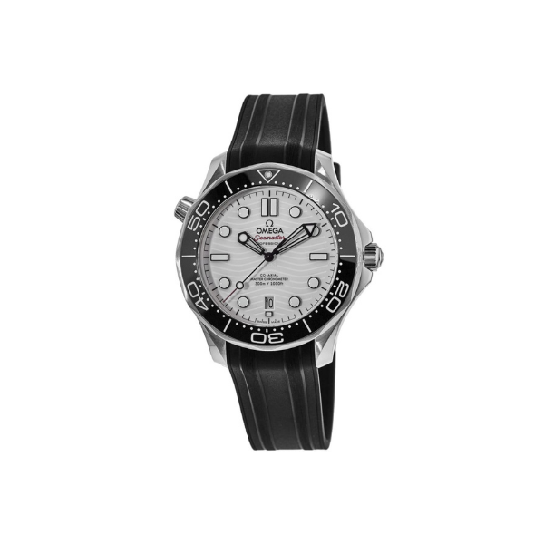 Omega Seamaster Diver 300M White Dial Rubber Strap Men's Watch 210.32.42.20.04.001