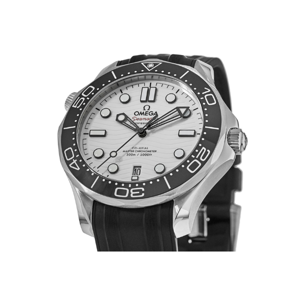 Omega Seamaster Diver 300M White Dial Rubber Strap Men's Watch 210.32.42.20.04.001