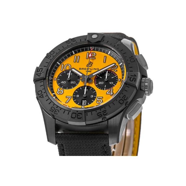Breitling Avenger B01 Chronograph 44 Night Mission Black Leather Men's Watch SB0147101I1X2