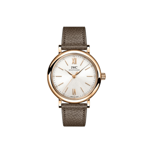 IWC Portofino Automatic Silver Diamond Dial 18K Rose Gold Leather Strap Women's Watch IW357414