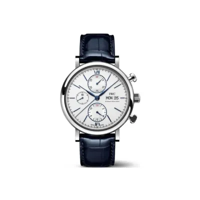 IWC Portofino Chronograph Silver Dial Leather Strap Men's Watch IW391037 01