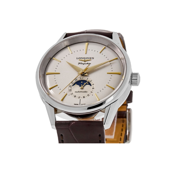 Longines Flagship Heritage Moonphase Automatic Silver Dial Leather Men's Watch L4.815.4.78.2