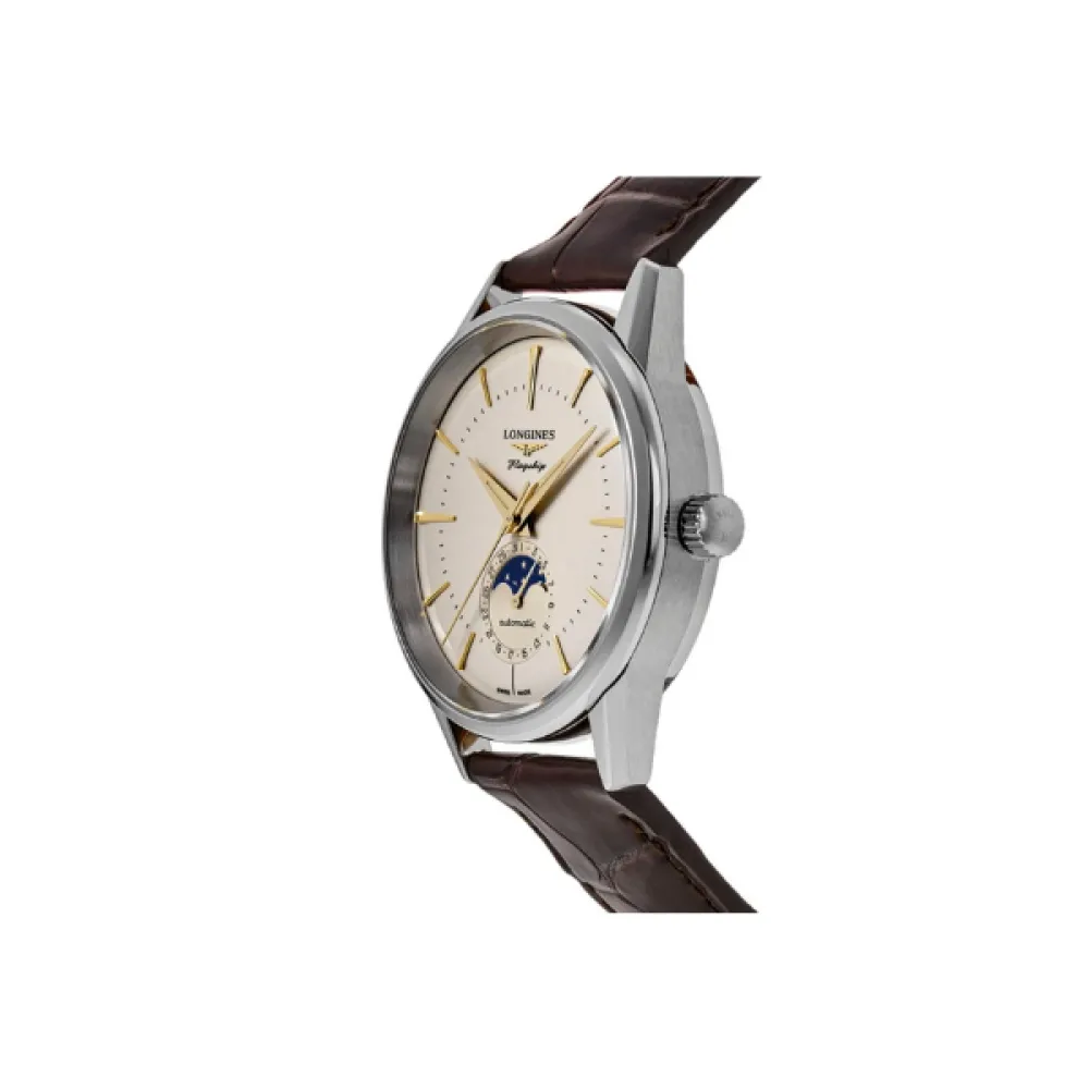 Longines Flagship Heritage Moonphase Automatic Silver Dial Leather Men's Watch L4.815.4.78.2