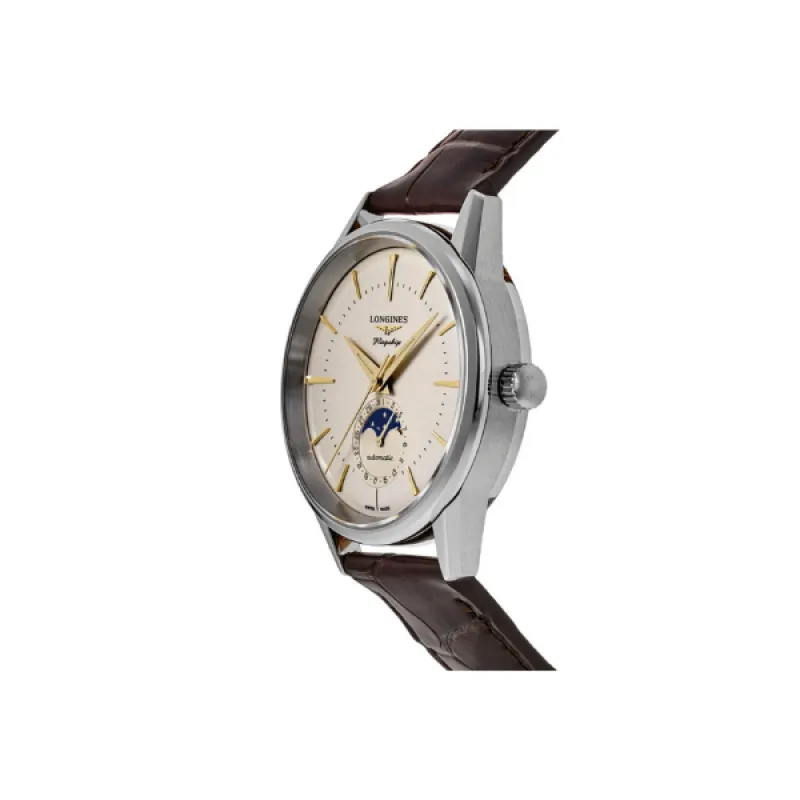 Longines Flagship Heritage Moonphase Automatic Silver Dial Leather Men's Watch L4.815.4.78.2