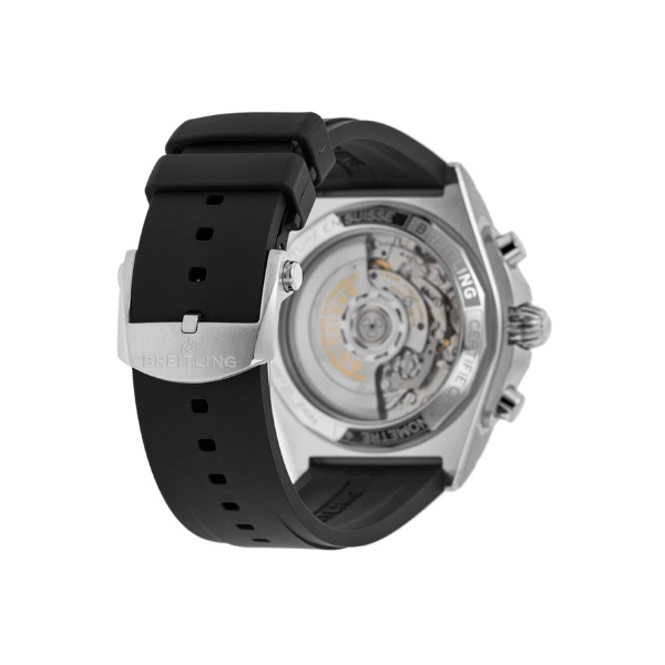 Breitling Chronomat B01 42 Chronograph Blue Dial Platinum Bezel Strap Men's Watch PB0134101C1S1