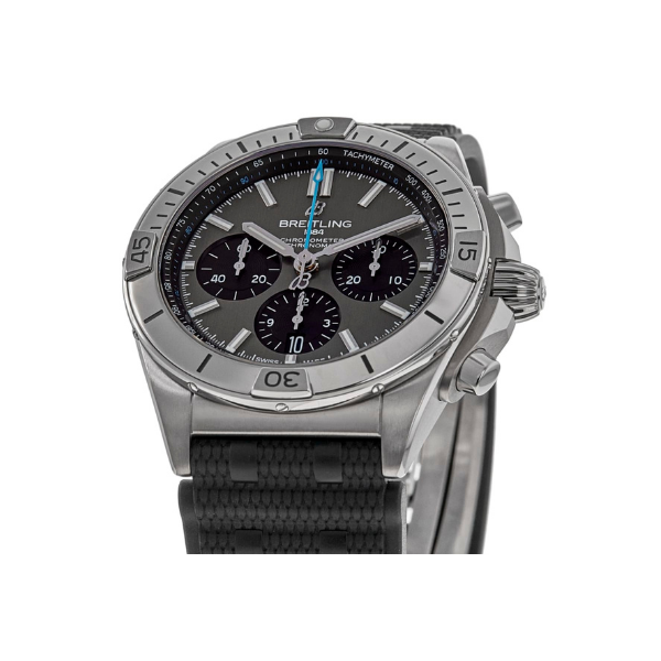 Breitling Chronomat B01 42 Chronograph Grey Dial Black Rubber Strap Men's Watch EB0134101M1S1