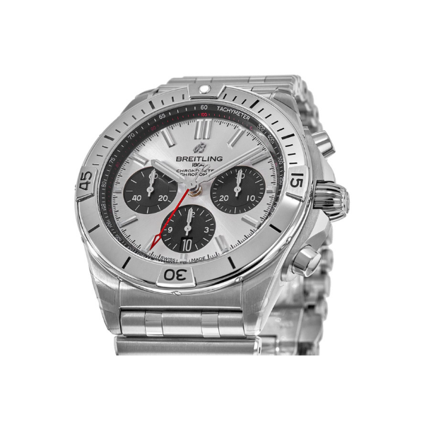 Breitling Chronomat B01 42 Chronograph Silver Dial Stainless Steel Men's Watch AB0134101G1A1