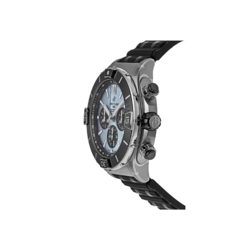 Breitling Super Chronomat B01 44 Chronograph Blue Dial Black Strap Men's Watch PB0136251C1S1