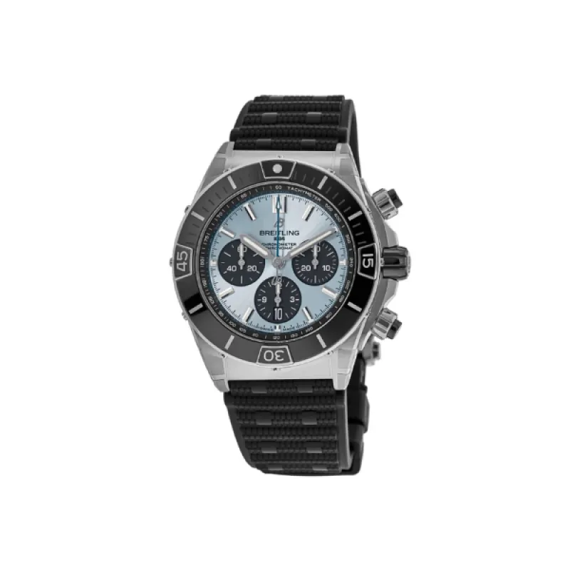 Breitling Super Chronomat B01 44 Chronograph Blue Dial Black Strap Men's Watch PB0136251C1S1