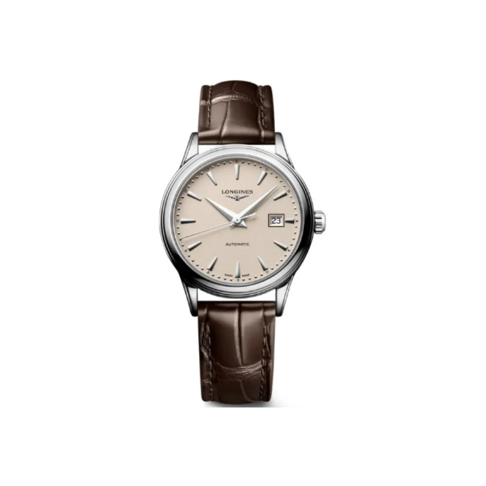 Longines Flagship Automatic Beige Dial Leather Strap Women's Watch L4.374.4.79.2