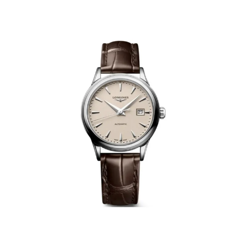 Longines Flagship Automatic Beige Dial Leather Strap Women's Watch L4.374.4.79.2