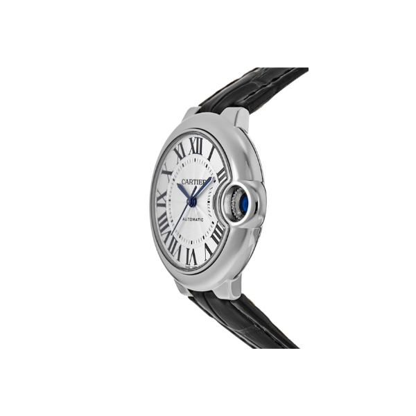 Cartier Ballon Bleu 33mm Silver Dial Leather Strap Women's Watch WSBB0030