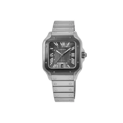 Cartier Santos De Cartier Large Grey Dial Steel Men's Watch WSSA0037 01