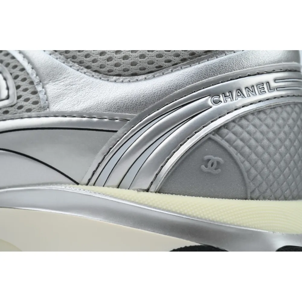 Chanel CC Logo Sneaker Silver