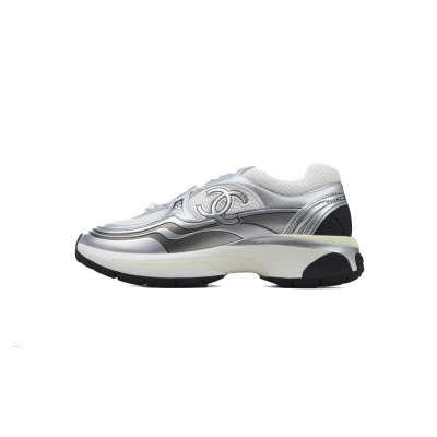 Chanel CC Logo Sneaker Silver Black 01