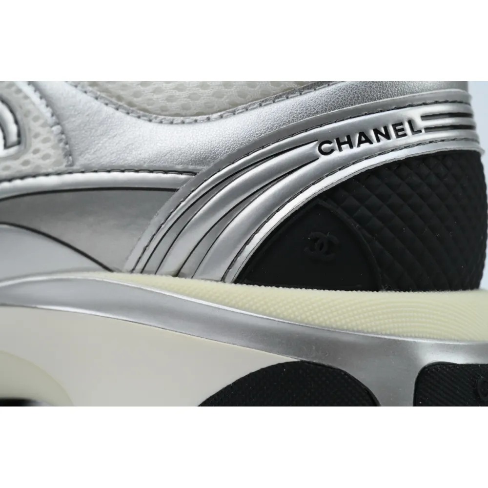 Chanel CC Logo Sneaker Silver Black