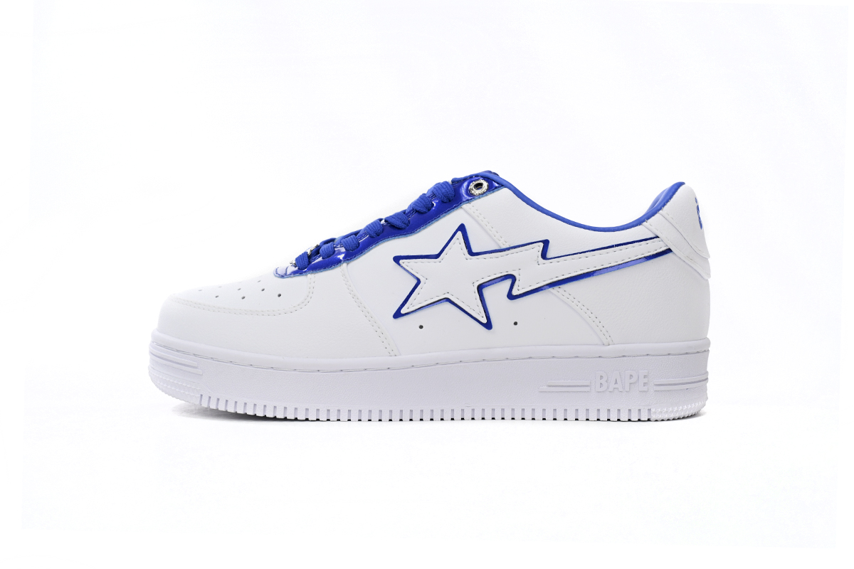 A Bathing Ape Bape Sta Low White and Blue Border 1J30-191-017