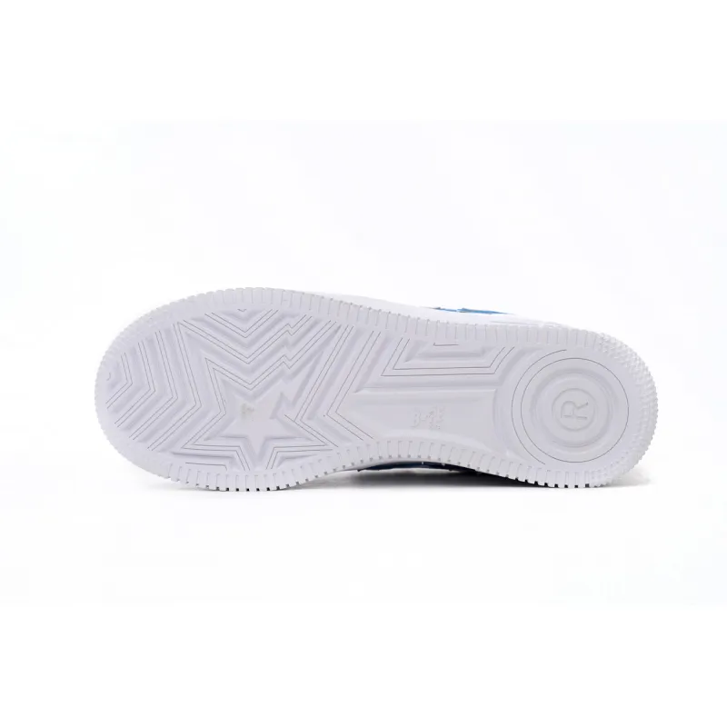 A Bathing Ape Bape Sta Low White and Blue Border 1J30-191-017