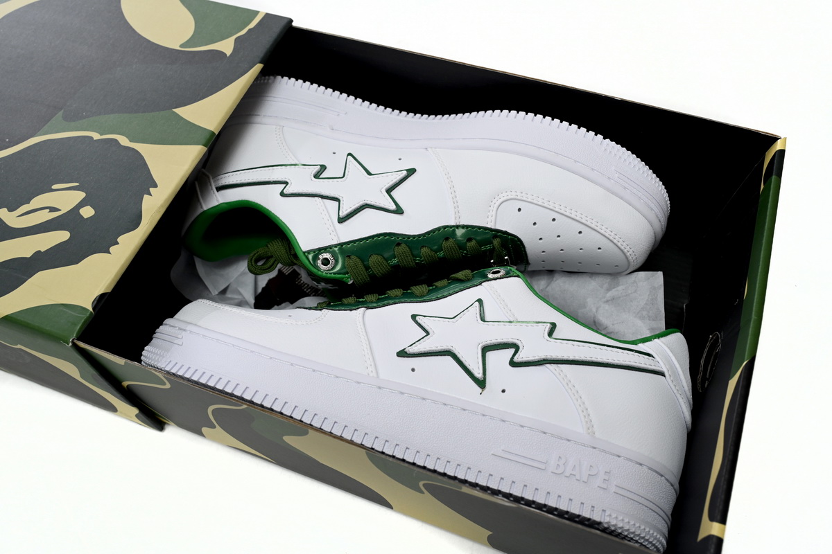 A Bathing Ape Bape Sta Low White Green edge 1J30-191-017