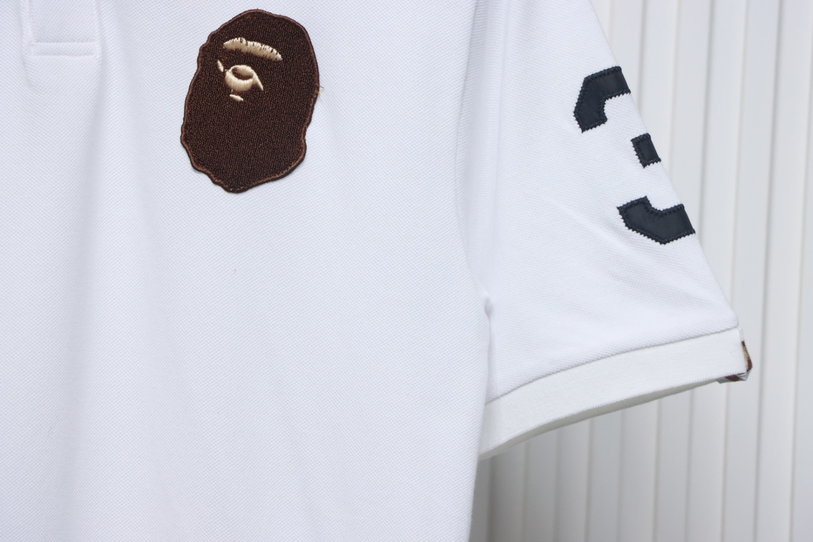 BAPE Letter Ape Head Short-Sleeved Polo Shirt White