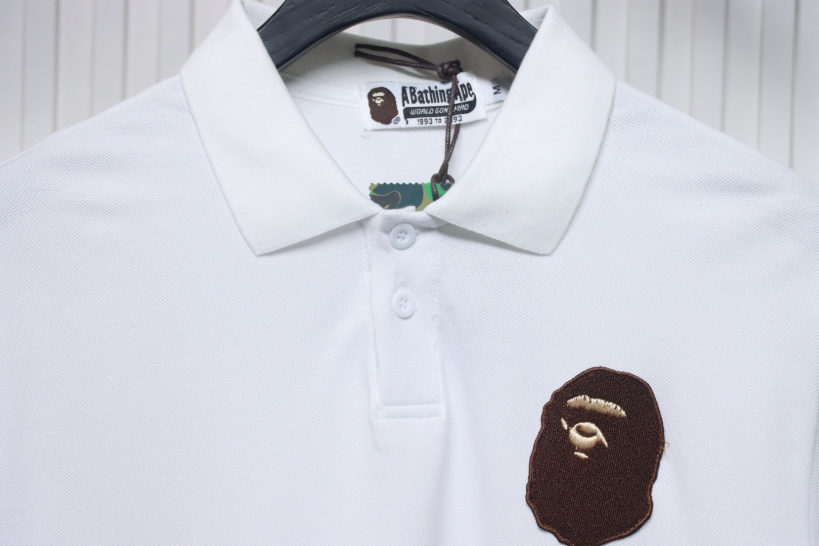BAPE Letter Ape Head Short-Sleeved Polo Shirt White