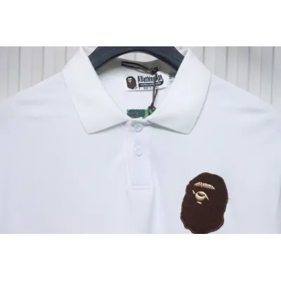 BAPE Letter Ape Head Short-Sleeved Polo Shirt White 02