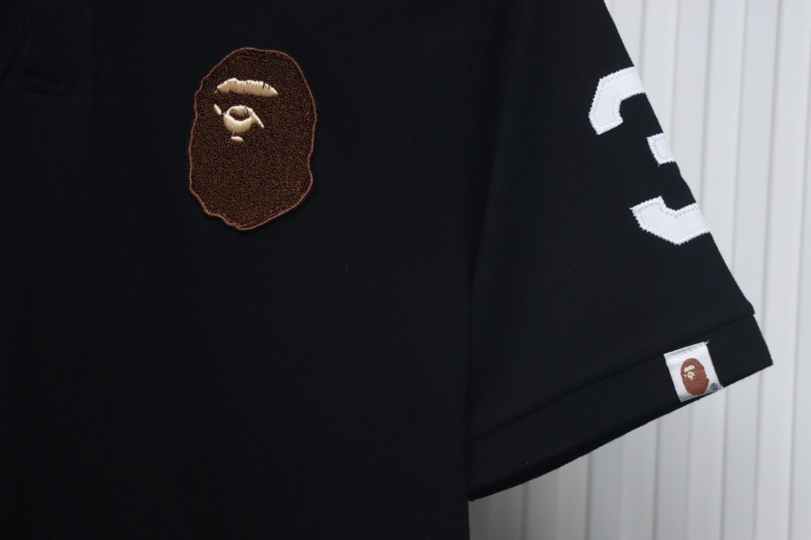 BAPE Letter Ape Head Short-Sleeved Polo Shirt Black
