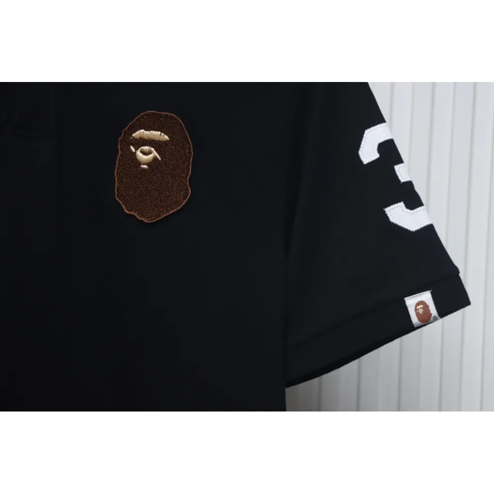 BAPE Letter Ape Head Short-Sleeved Polo Shirt Black