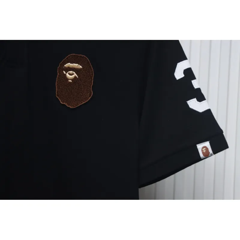 BAPE Letter Ape Head Short-Sleeved Polo Shirt Black