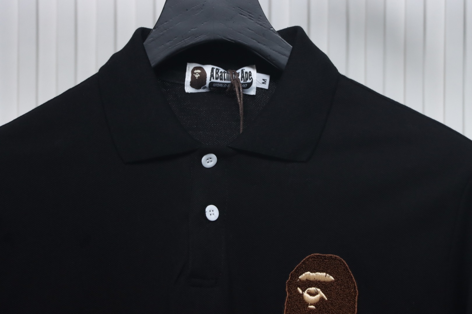 BAPE Letter Ape Head Short-Sleeved Polo Shirt Black