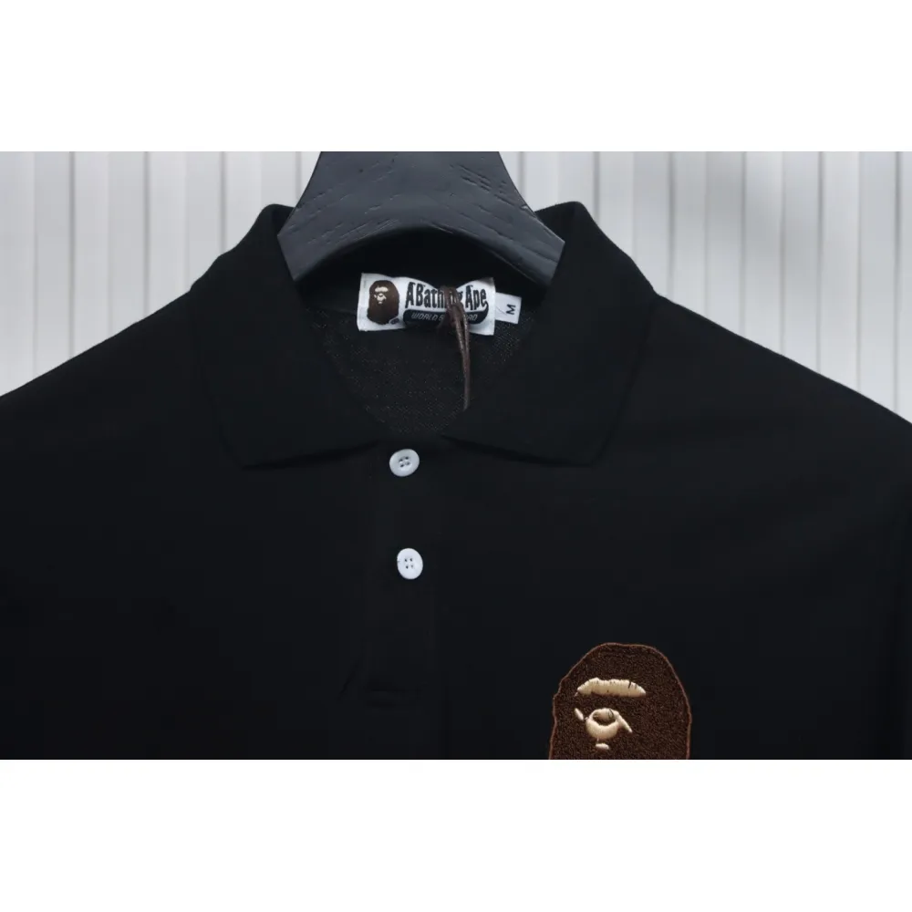 BAPE Letter Ape Head Short-Sleeved Polo Shirt Black