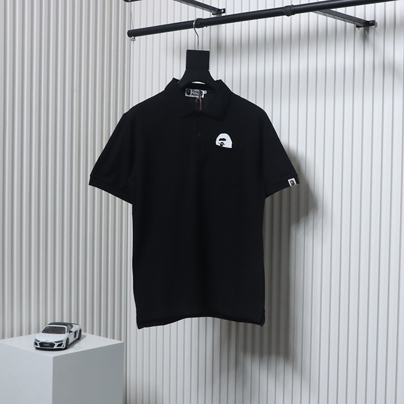 BAPE Pocket Ape Head Short-Sleeved Polo Shirt Black