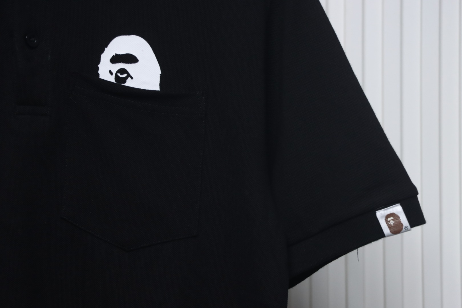 BAPE Pocket Ape Head Short-Sleeved Polo Shirt Black