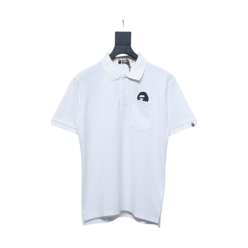 BAPE Pocket Ape Head Short-Sleeved Polo Shirt White