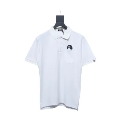 BAPE Pocket Ape Head Short-Sleeved Polo Shirt White 01