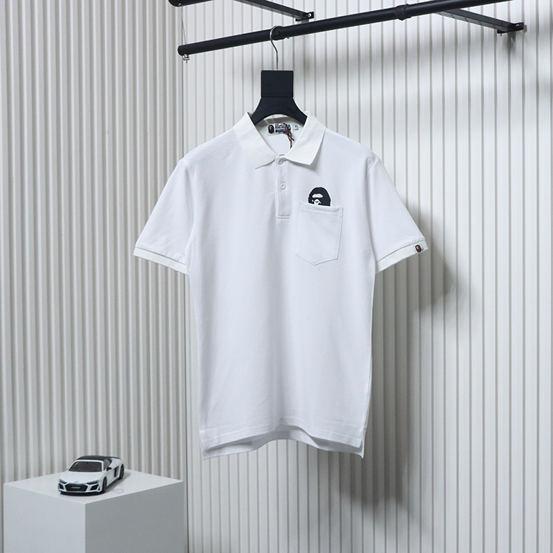 BAPE Pocket Ape Head Short-Sleeved Polo Shirt White
