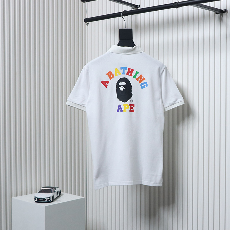 BAPE Pocket Ape Head Short-Sleeved Polo Shirt White