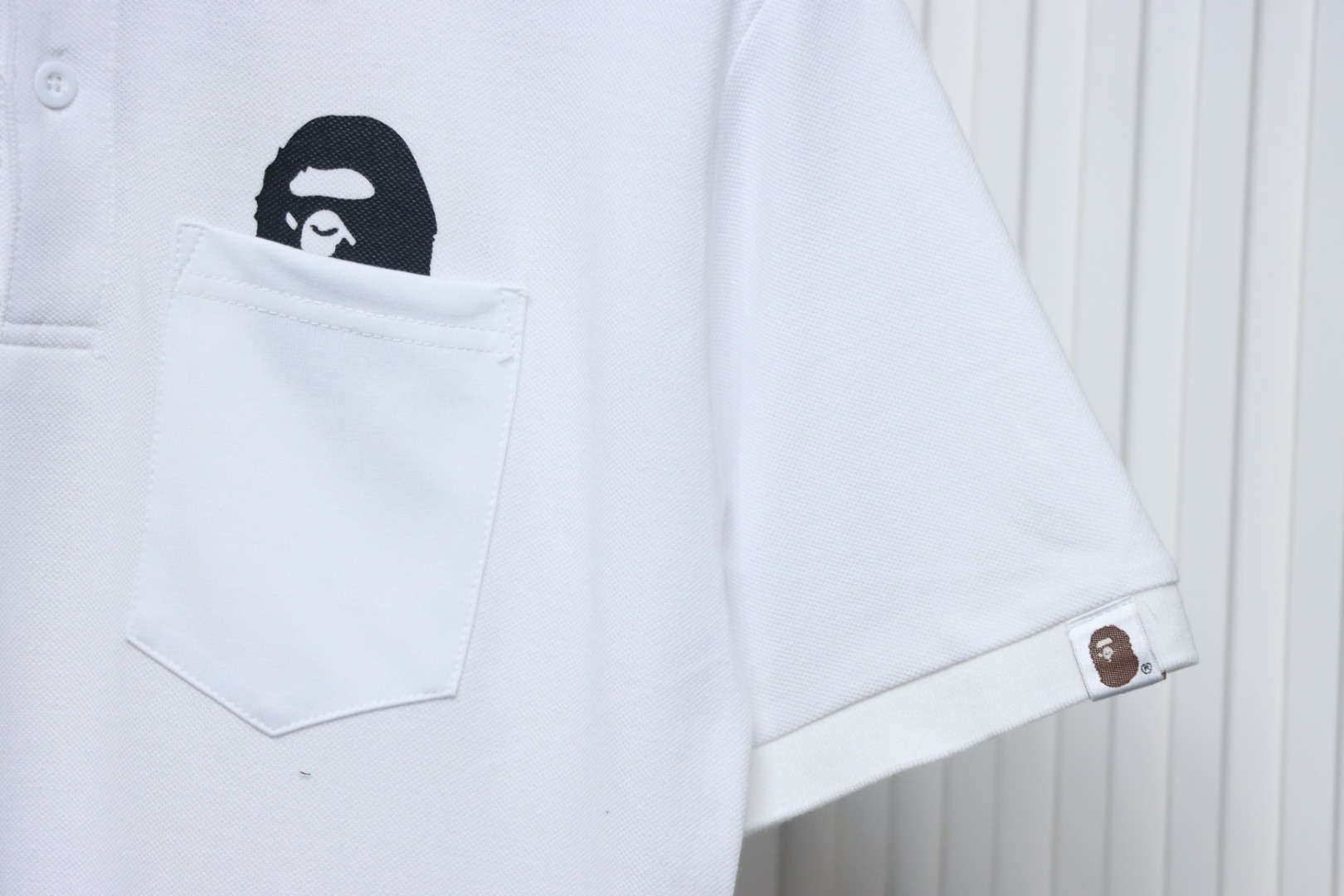BAPE Pocket Ape Head Short-Sleeved Polo Shirt White