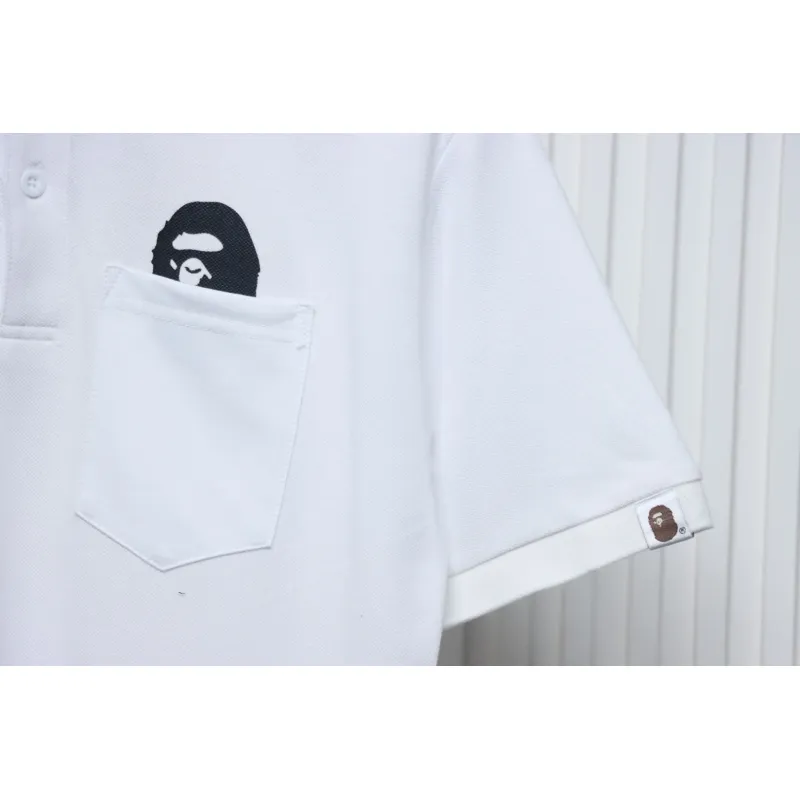 BAPE Pocket Ape Head Short-Sleeved Polo Shirt White
