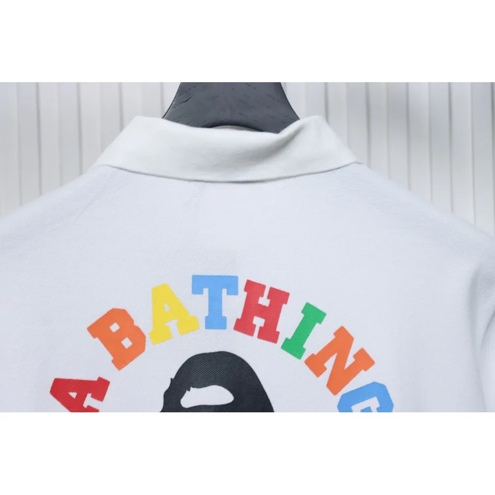 BAPE Pocket Ape Head Short-Sleeved Polo Shirt White