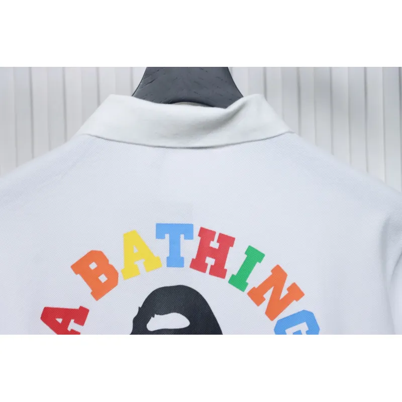BAPE Pocket Ape Head Short-Sleeved Polo Shirt White