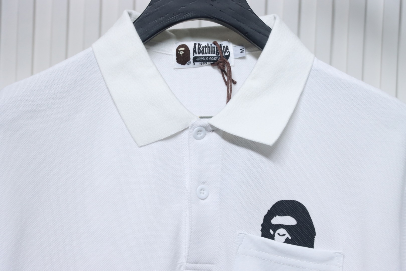 BAPE Pocket Ape Head Short-Sleeved Polo Shirt White