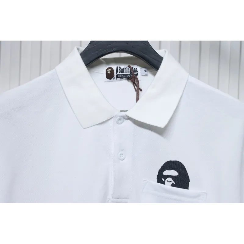 BAPE Pocket Ape Head Short-Sleeved Polo Shirt White