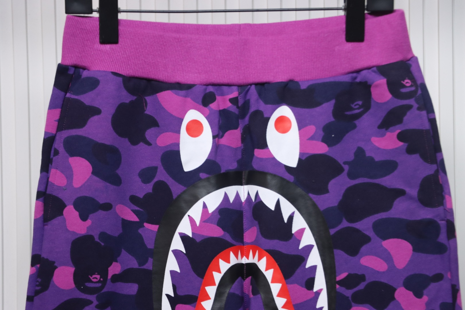 BAPE Camouflage Shark Mouth Shorts Purple
