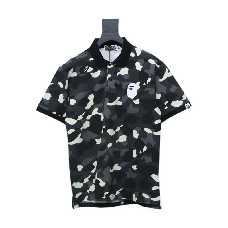 BAPE Classic Black And White Camouflage Short-Sleeved Black