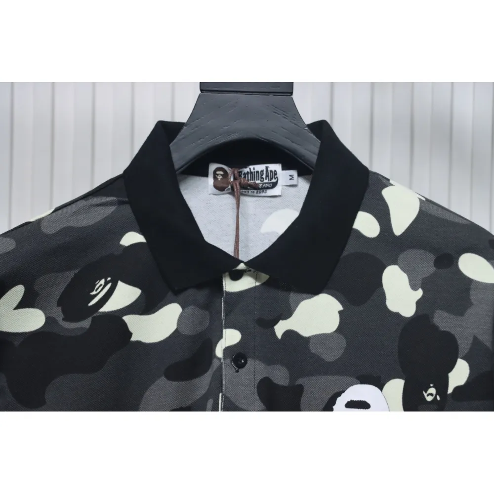 BAPE Classic Black And White Camouflage Short-Sleeved Black