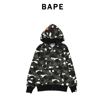BAPE Luminous Camouflage Double Hooded Hoodie Black 01