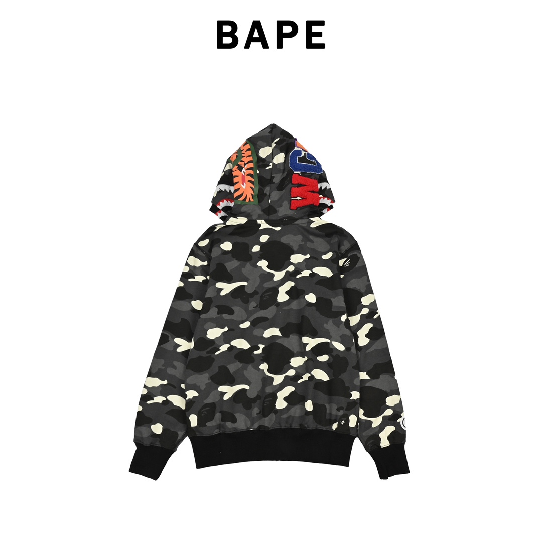 BAPE Luminous Camouflage Double Hooded Hoodie Black