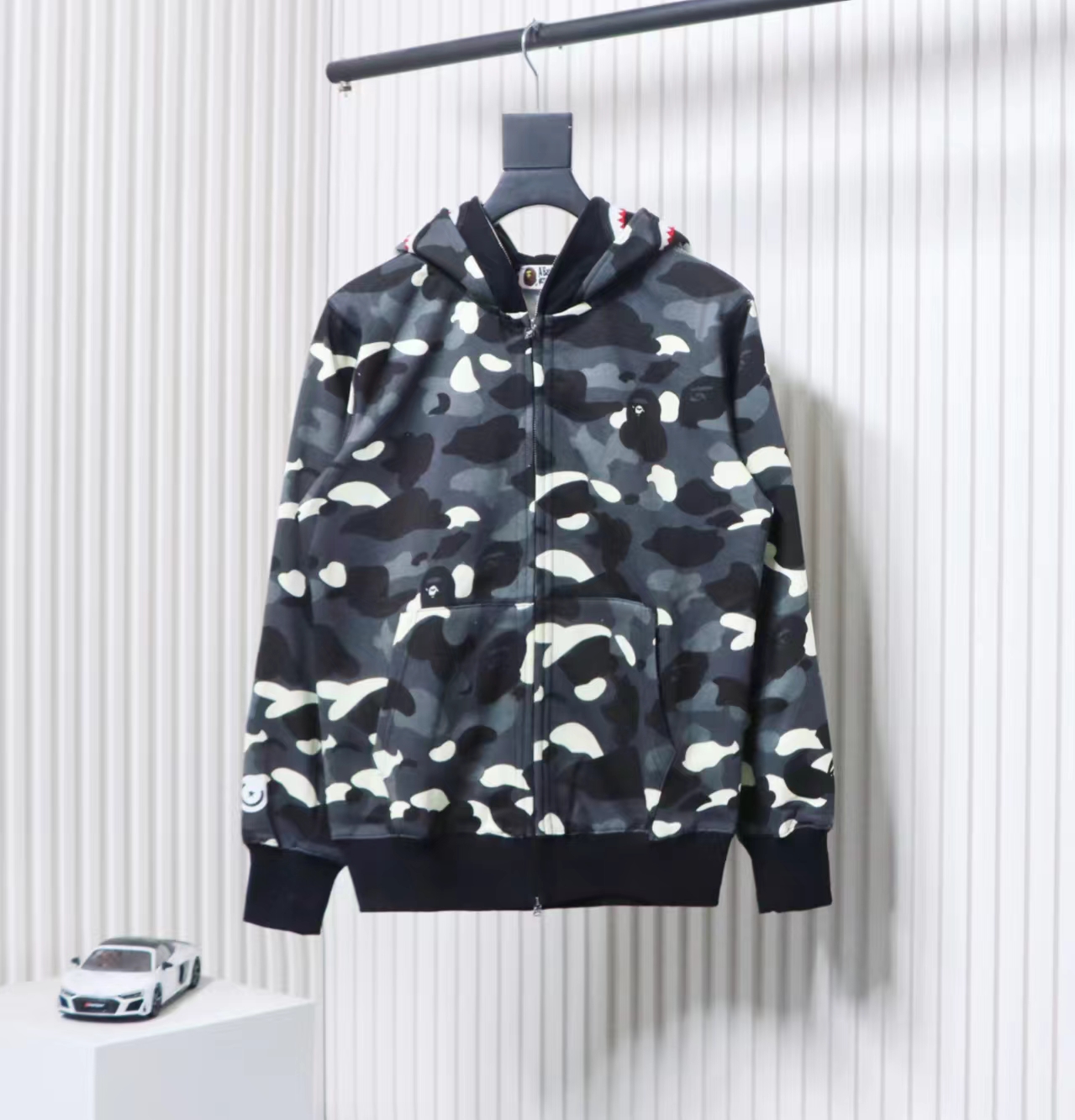 BAPE Luminous Camouflage Double Hooded Hoodie Black